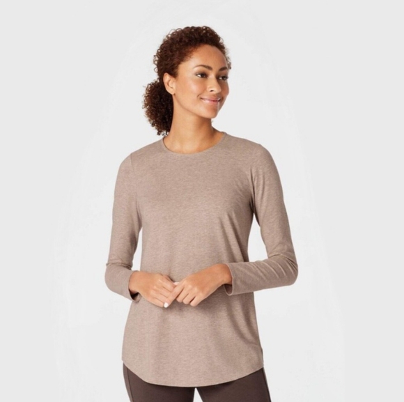 J. Jill Tops - Pure Jill Long Sleeve Stretch Women's Medium Heathered Oatmeal Long Sleeve Shirt
